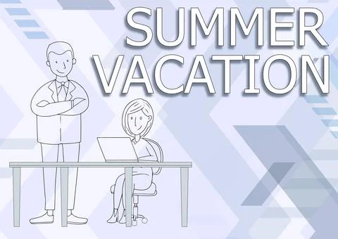 Writing displaying text Summer Vacation. Business idea the time when children do Illustrazione stock