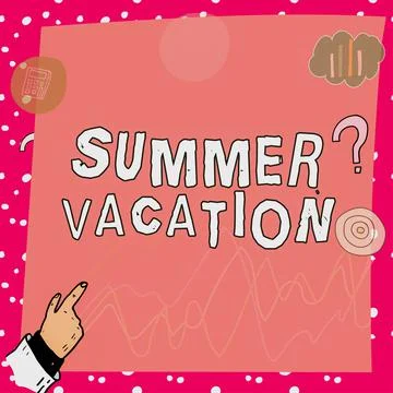 Writing displaying text Summer Vacation. Word Written on several short trips  イラスト素材