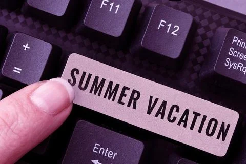Writing displaying text Summer Vacation. Word Written on several short trips Stock Photos