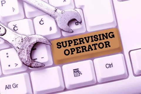 Writing displaying text Supervising Operator. Business concept monitoring and Foto stock