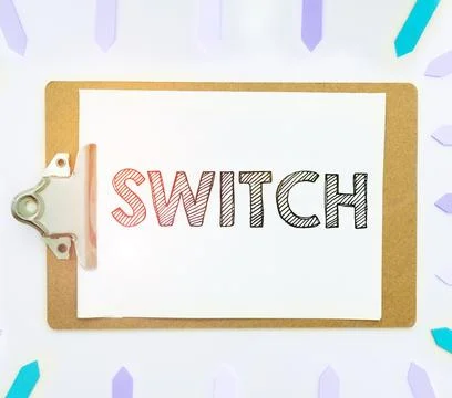 Writing displaying text Switch. Word for device for making and breaking the Foto stock