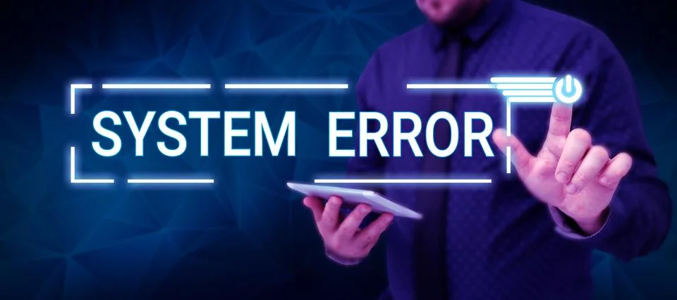 Writing displaying text System Error. Business overview Technological failure Stock-Fotos