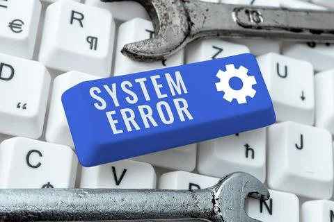 Writing displaying text System Error. Word Written on Technological failure Stockfoto's