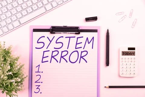 Writing displaying text System Error. Internet Concept Technological failure Stockfoto's