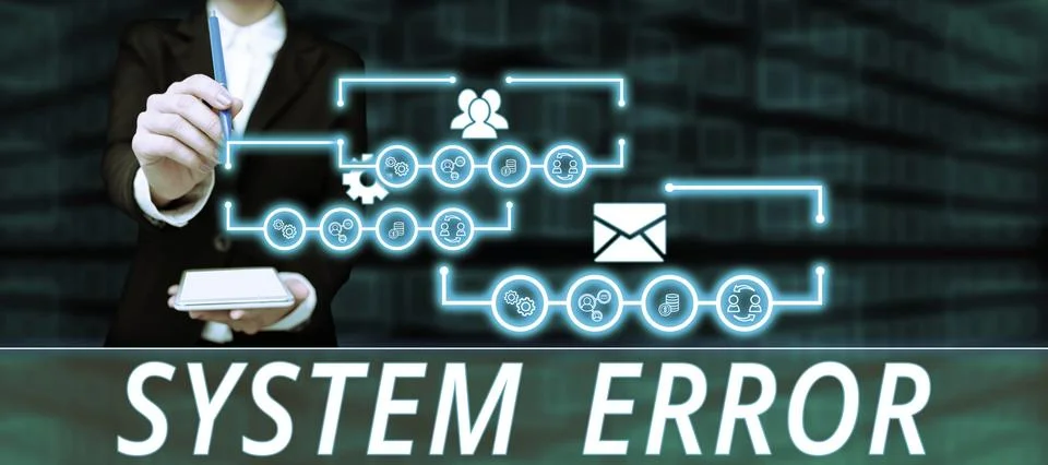Writing displaying text System Error. Word Written on Technological failure Stockfoto's