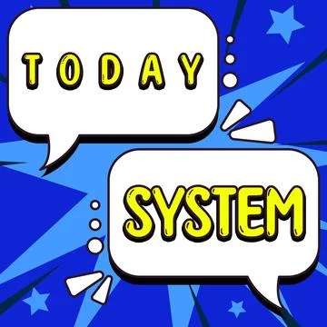 Writing displaying text System. Word Written on set of things working together Stock Illustration