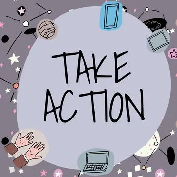 Writing displaying text Take Action. Business overview advices someone to do 스톡 일러스트