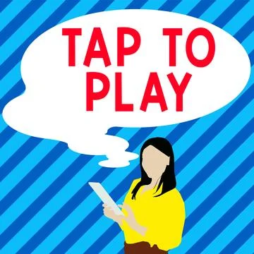 Writing displaying text Tap To Play. Internet Concept Touch the screen to start Ilustração Stock