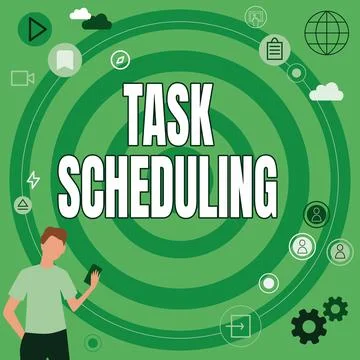 Writing displaying text Task Scheduling. Business overview The assignment of Stock Illustration
