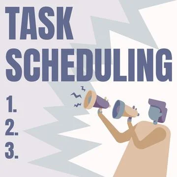 Writing displaying text Task Scheduling. Word Written on The assignment of start Stock Illustration