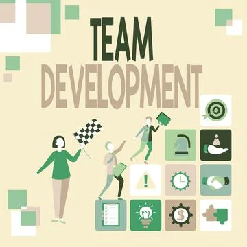 Writing displaying text Team Development. Concept meaning the enhancement of the Illustrazione stock
