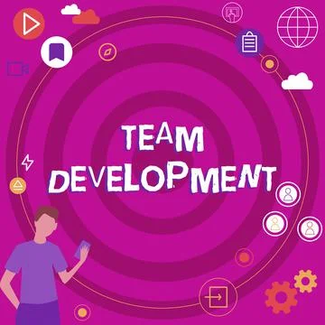 Writing displaying text Team Development. Word Written on learn why and how Illustrazione stock