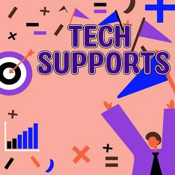 Writing displaying text Tech Supports. Business approach Help given by Illustrazione stock