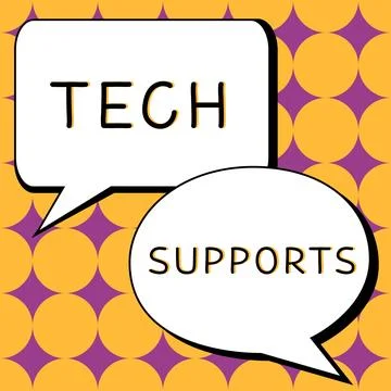 Writing displaying text Tech Supports. Business showcase Help given by Illustrazione stock