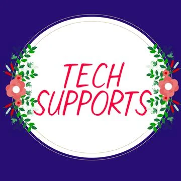 Writing displaying text Tech Supports. Business overview Help given by Illustrazione stock
