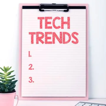 Writing displaying text Tech Trends. Business showcase technology that is Stock Photos