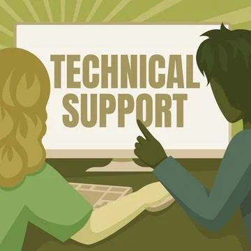 Writing displaying text Technical Support. Business overview Repair and advice Stockillustratie