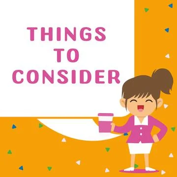 Writing displaying text Things To Consider. Internet Concept list to check or do Stock Illustration