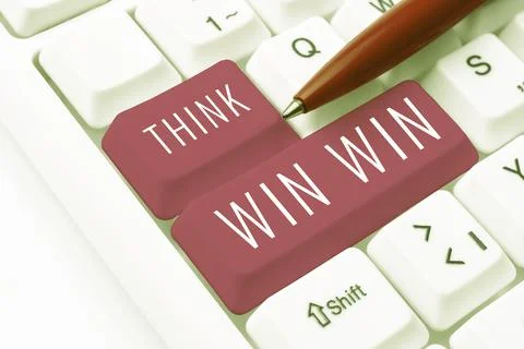 Writing displaying text Think Win Win. Business showcase Request for information 스톡 사진