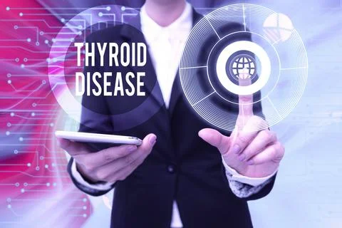 Writing displaying text Thyroid Disease. Word Written on the thyroid gland fails Stockfoto's