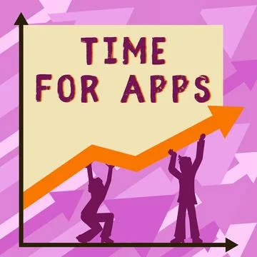 Writing displaying text Time For Apps. Business showcase The best fullfeatured Illustrazione stock