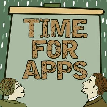 Writing displaying text Time For Apps. Business showcase The best fullfeatured Stockillustratie