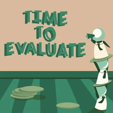 Writing displaying text Time To Evaluate. Business overview business review 库存插图