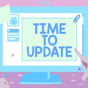 Writing displaying text Time To Update, Business concept System software upda 库存插图