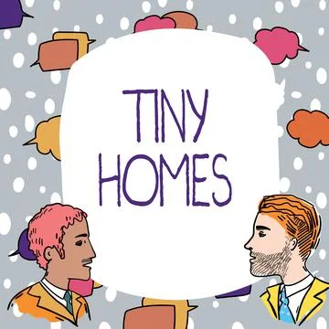 Writing displaying text Tiny Homes. Word Written on houses contain one room only イラスト素材