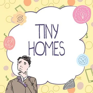Writing displaying text Tiny Homes. Internet Concept houses contain one room イラスト素材