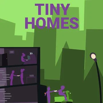 Writing displaying text Tiny Homes. Business showcase houses contain one room イラスト素材