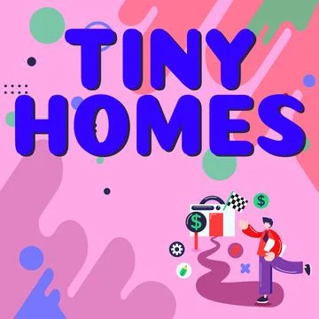 Writing displaying text Tiny Homes. Concept meaning houses contain one room only イラスト素材
