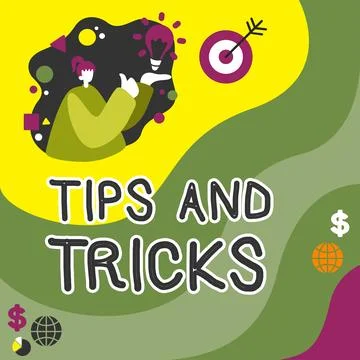 Writing displaying text Tips And Tricks. Conceptual photo helpful advices that Illustrazione stock