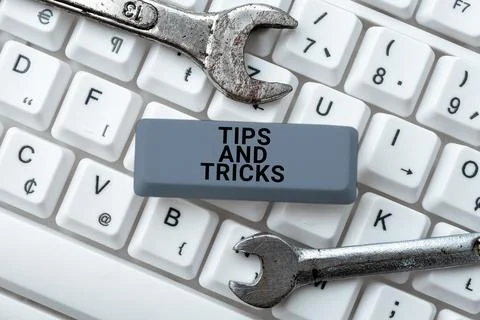 Writing displaying text Tips And Tricks. Business overview Steps Life hacks Stock Photos