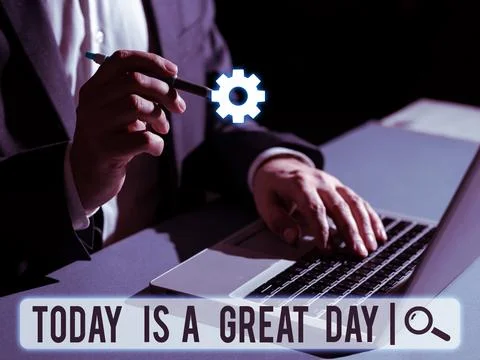 Writing displaying text Today Is A Great Day. Concept meaning Enjoying the Stock Photos