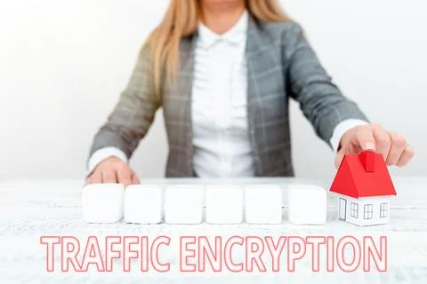 Writing displaying text Traffic Encryption. Business concept method of securing Stock Photos
