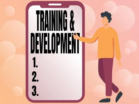 Writing displaying text Training And Development. Business approach Organize Stock Illustration