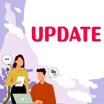 Writing displaying text Update. Business idea Up to date Make something more Stock Illustration