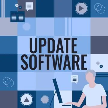 Writing displaying text Update Software. Business showcase replacing program Stock Illustration