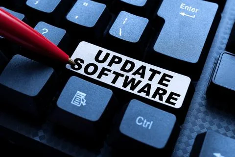Writing displaying text Update Software. Business overview an application patch Stock Photos