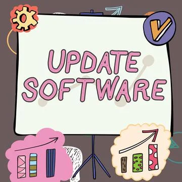 Writing displaying text Update Softwarereplacing program with a newer version of Ilustração Stock