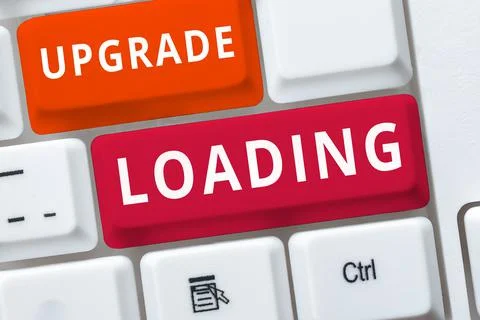 Writing displaying text Upgrade Loading. Word Written on advancement of Stockfoto's