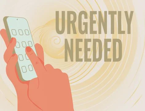 Writing displaying text Urgently Needed. Business overview compelling or Illustrazione stock