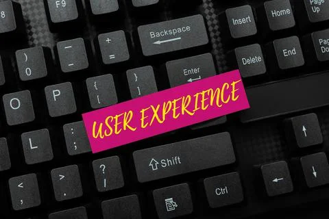 Writing displaying text User Experience. Business overview how a person reacts Stock Photos