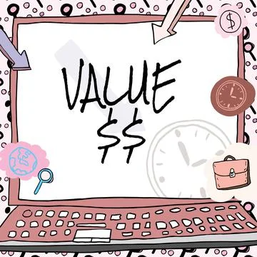 Writing displaying text Value Dolar. Internet Concept the worth of the process Stock Illustration