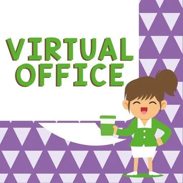 Writing displaying text Virtual Office. Business idea Mobile work-environment Illustrazione stock