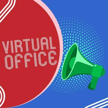 Writing displaying text Virtual Office. Business showcase Mobile work Stockillustratie