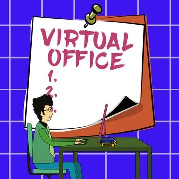 Writing displaying text Virtual Office. Word Written on Mobile work-environment Stock Illustration