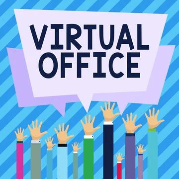 Writing displaying text Virtual Office. Internet Concept Mobile work-environment Illustrazione stock