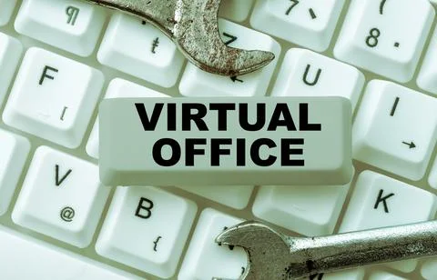 Writing displaying text Virtual Office. Concept meaning Mobile work-environment Stock Photos
